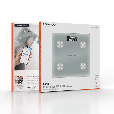 Porodo Lifestyle Gravis Smart Body Fat and BMI Scale with Digital Display