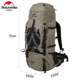 Naturehike Mountaineering Bag - Antler Brown (70+5L)