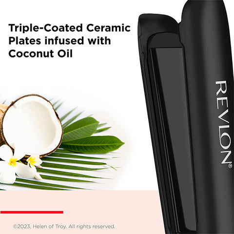 Revlon, SmoothStay 25mm Coconut Oil Infused Hair Straightener with Travel Pouch, Shine & Smooth Styling