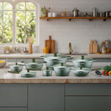 Arshia CO110-3303, 16-Piece Green Diamond Non-Stick Die-Cast Aluminium Cookware Set