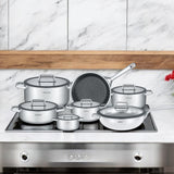 Arshia SS050-3343, 13-Piece Tri-Ply Stainless Steel Cookware Set