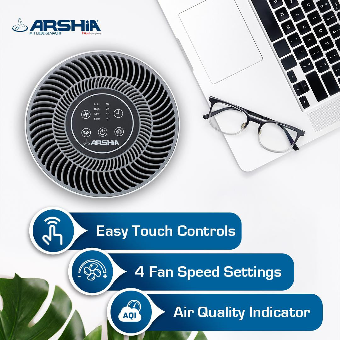 Arshia AP160-3394, Air Purifier with HEPA Filter & Ionization