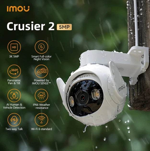Imou Cruiser SE Outdoor Security Camera Color Night Vision with Floodlight and Microphone, (5MP) FHD Pan/Tilt 2.4G Wi-Fi Camera
