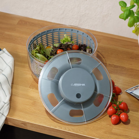 Arshia SL160-3617, Rechargeable Salad Spinner – 6L Cordless One-Click Operation