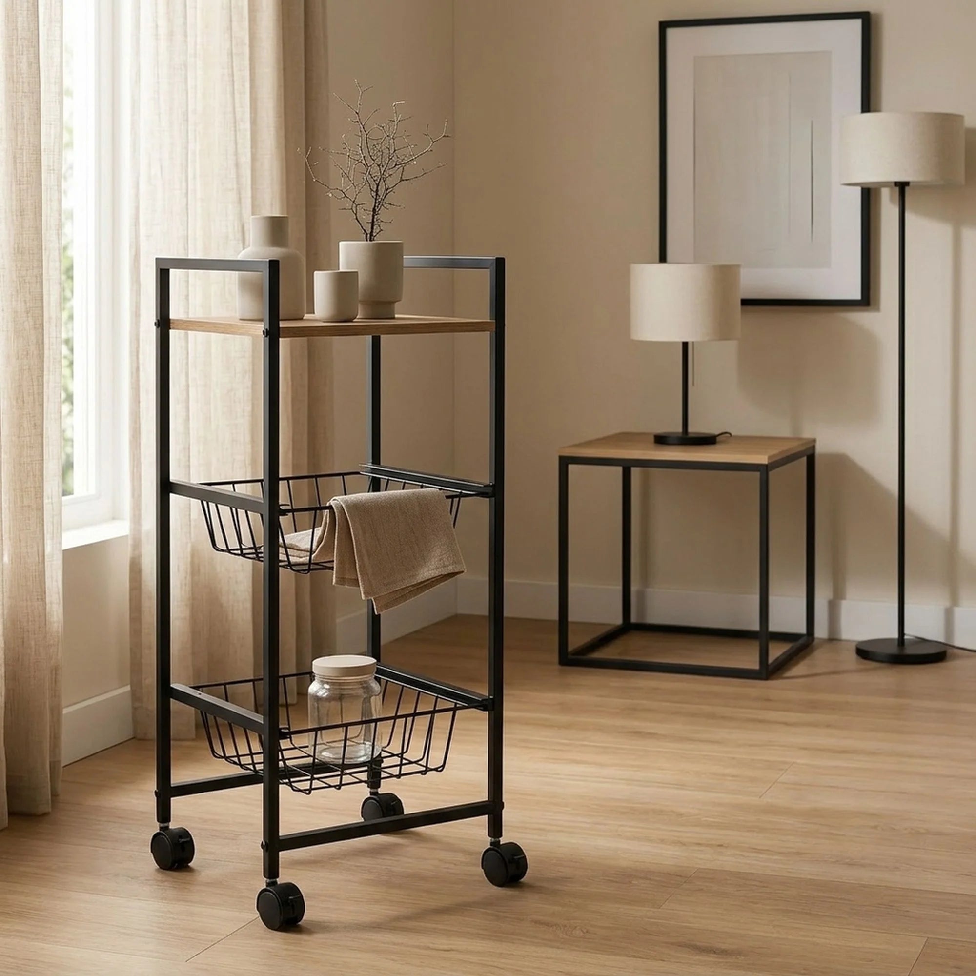 3-Tier Kitchen Organizer Cart with wheels (29 x 30 x 70 cm)