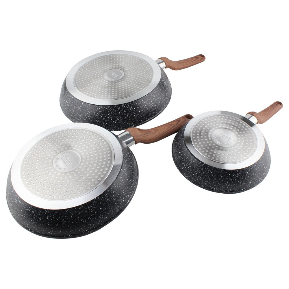 OSFE Premium 3-Piece Granite Non-Stick Fry Pan Set (20, 24, 28cm)