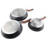 OSFE Premium 3-Piece Granite Non-Stick Fry Pan Set (20, 24, 28cm)