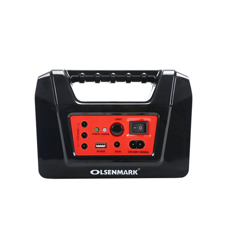 Olsenmark Power Caster - One Led Bulb - 6V, 4.5Ah Lead Acid Battery - 5V USB Output - Dc 9V Solar