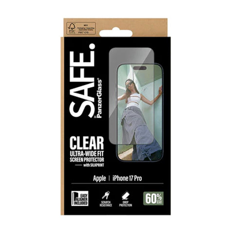Safe by PanzerGlass Screen Protector iPhone 17, 17 Air, 17 Pro, 17 Pro Max | Ultra- Wide Fit w. EasyAligner - SILKPRINT
