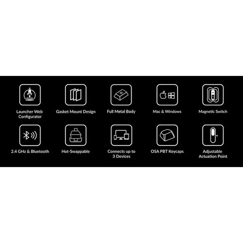 Keychron, 75% RGB Backlight Swappable Fully Assembled Knob, QMK Wireless Mechanical Gaming Keyboard, Carbon Black - English/Arabic