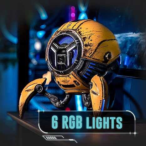 GravaStar Mars Pro Bluetooth 5.0 Speaker with Bass Boost and Stereo Sound- War Damaged Yellow