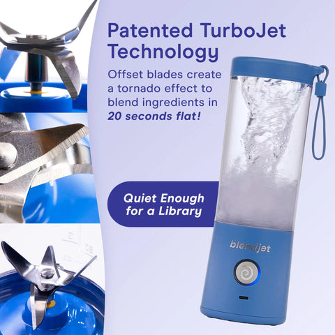 Blendjet V2 Portable Blender 16oz, Smoothie Maker, Fruit Blender, BPA-Free, 475ml, 200W, Sports Bottle, USB-C Rechargeable - Glacier