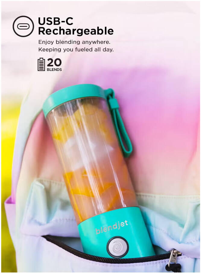Blendjet V2 Portable Blender 16oz, Smoothie Maker, Fruit Blender, BPA-Free, 475ml, 200W, Sports Bottle, USB-C Rechargeable- Mint