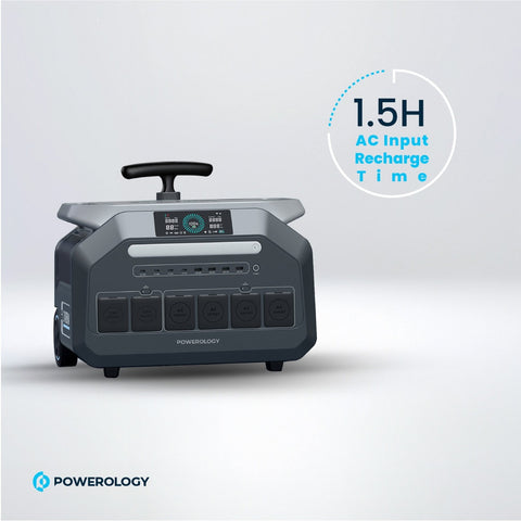 Powerology 600000mAh Solar Portable Generator - 2400W, 4 AC Sockets