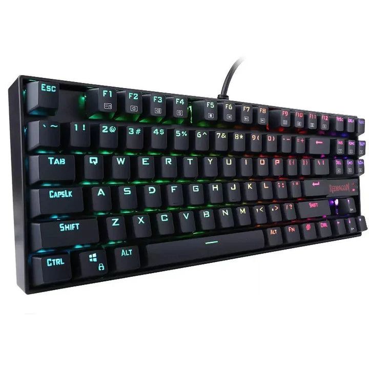ريدراجون K552، KUMARA RGB لوحة مفاتيح ميكانيكية سلكية TKL للألعاب (مفاتيح زرقاء) - أسود
