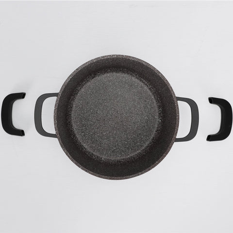 دايو طقم قدور جرانيت من سلسلة دايو ايه أس، 11 قطع (قدر 32, 28, 24 سم, مقلاة 26سم, طاجن 20 سم) مع 8 مقابض سيلكون وحافظة طعام سعة 6 لتر مجانا