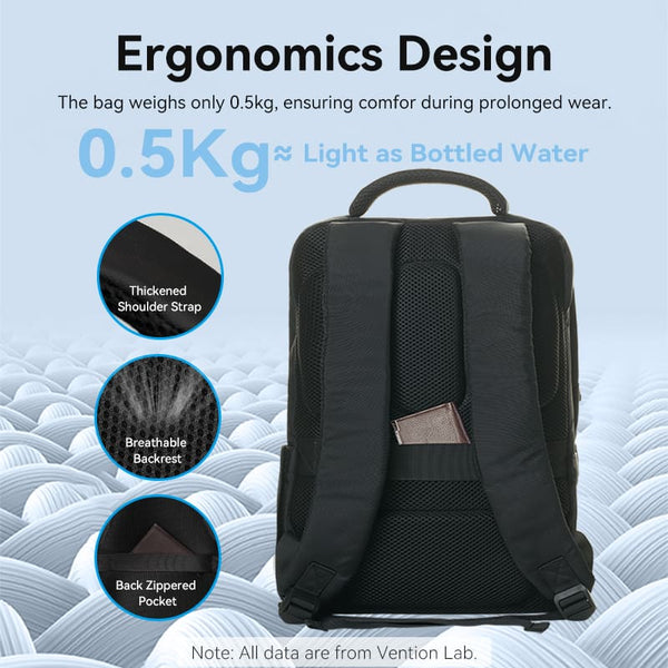 Vention Water-Repellent Laptop Backpack (43cm x 30cm x 14cm) Black