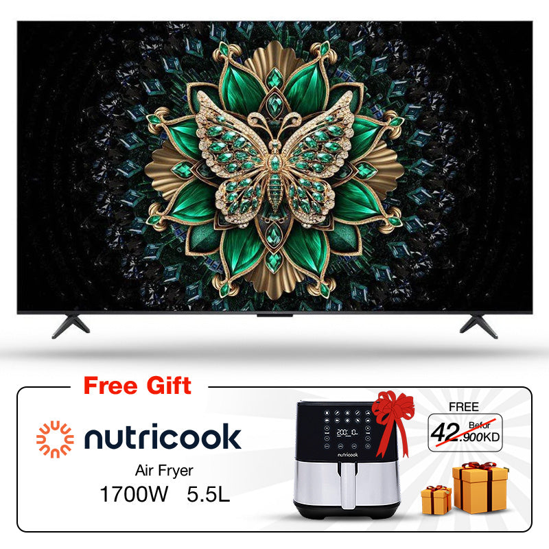 TCL 75C6K, 75-Inch 4K Mini LED Google TV with 144Hz With Nutricook Air Fryer Free
