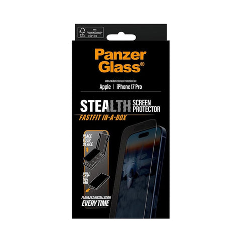 PanzerGlass Stealth Screen Protector iPhone 17, 17 Pro, 17 Air, 17 Pro Max | Ultra-Wide Fit w. Fastfit in-a-box
