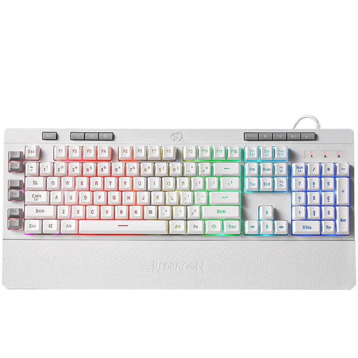 ريدراجون K512، لوحة مفاتيح ألعاب سلكية بغشاء وإضاءة خلفية RGB مع مفاتيح وسائط متعددة