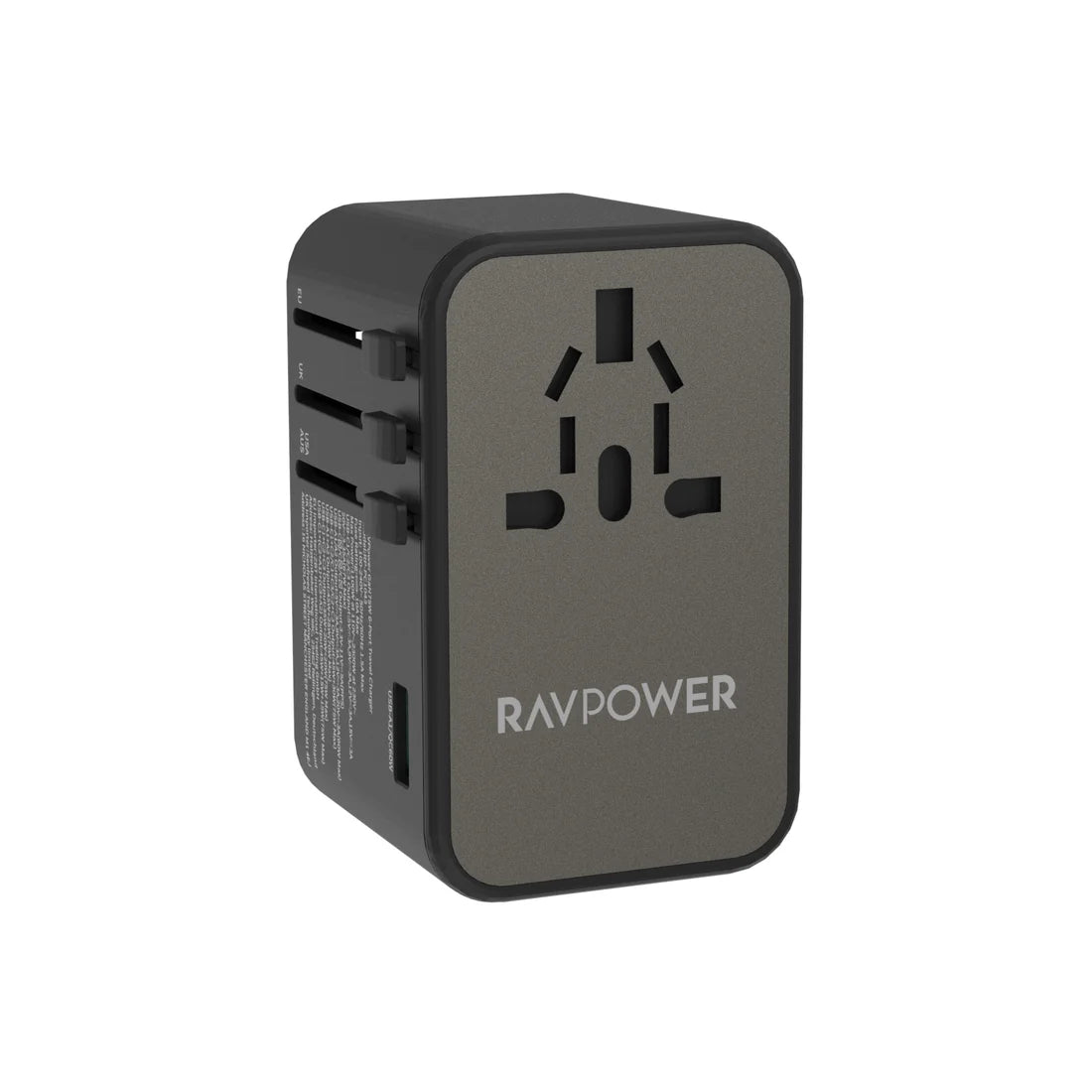 شاحن سفر RAVPOWER RP-PC1043 PD GaN 75W بأربعة منافذ - أسود 
