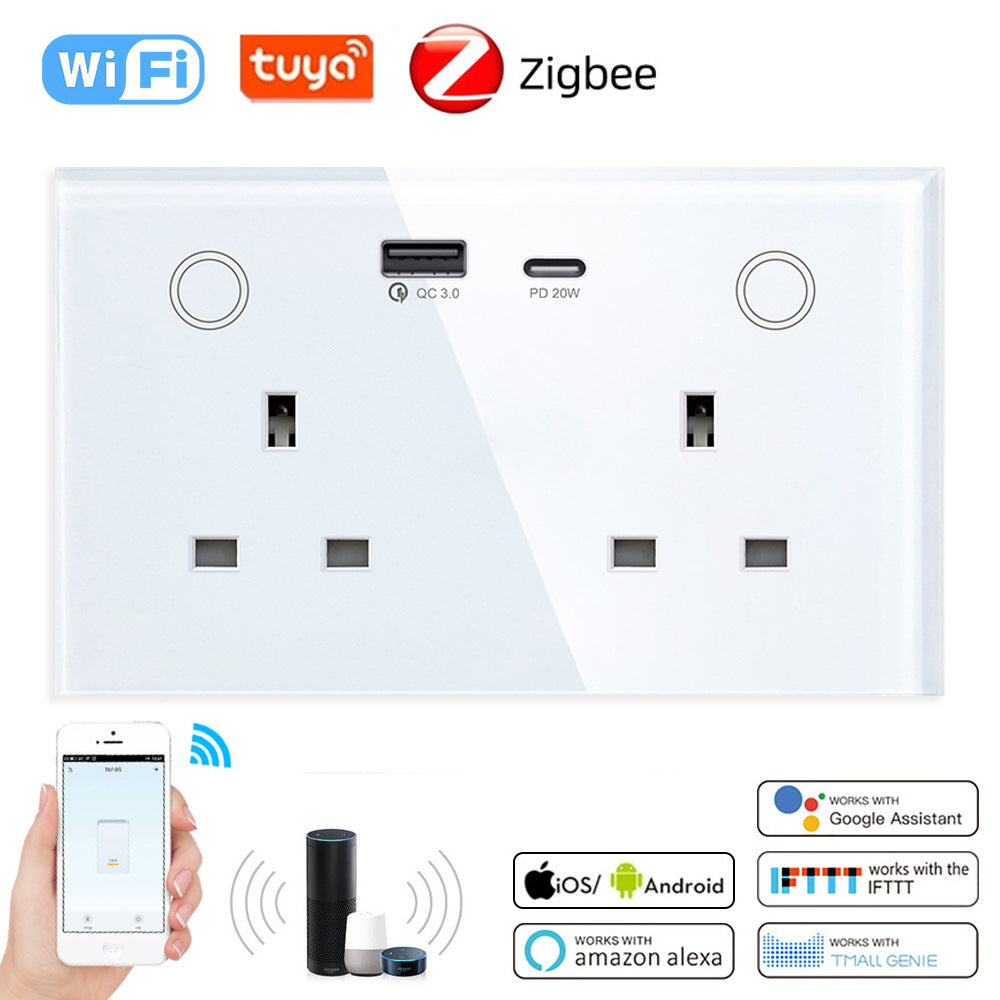 Gopeta, WiFi 13A UK Double Socket with 2 USB outlets (USB-A & USB-C)