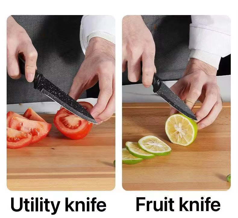 Swiss Gold 6-Piece Stainless Steel Kitchen Knife Set with Non-Stick Blades and Y-Peeler