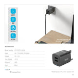 باوا PW-TCRT31UK-BK، شاحن حائط رجعي بقدرة 3.1A مزدوج USB - بريطاني
