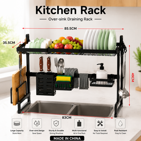 85CM Multifunctional Over Sink Dish Drying Rack
