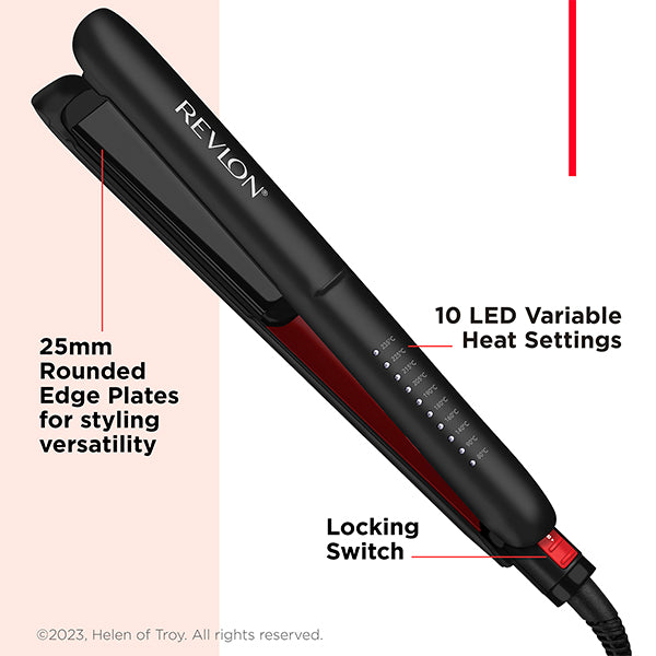 Revlon, SmoothStay 25mm Coconut Oil Infused Hair Straightener with Travel Pouch, Shine & Smooth Styling