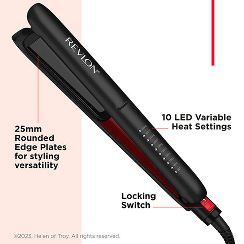 Revlon, SmoothStay 25mm Coconut Oil Infused Hair Straightener with Travel Pouch, Shine & Smooth Styling