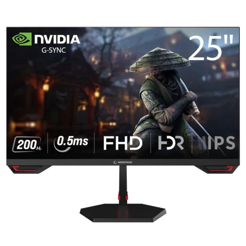 Rampage CR25R180 25-Inch Flat Gaming Monitor 180Hz 0.5ms Fast IPS FHD FreeSync G-Sync - Black