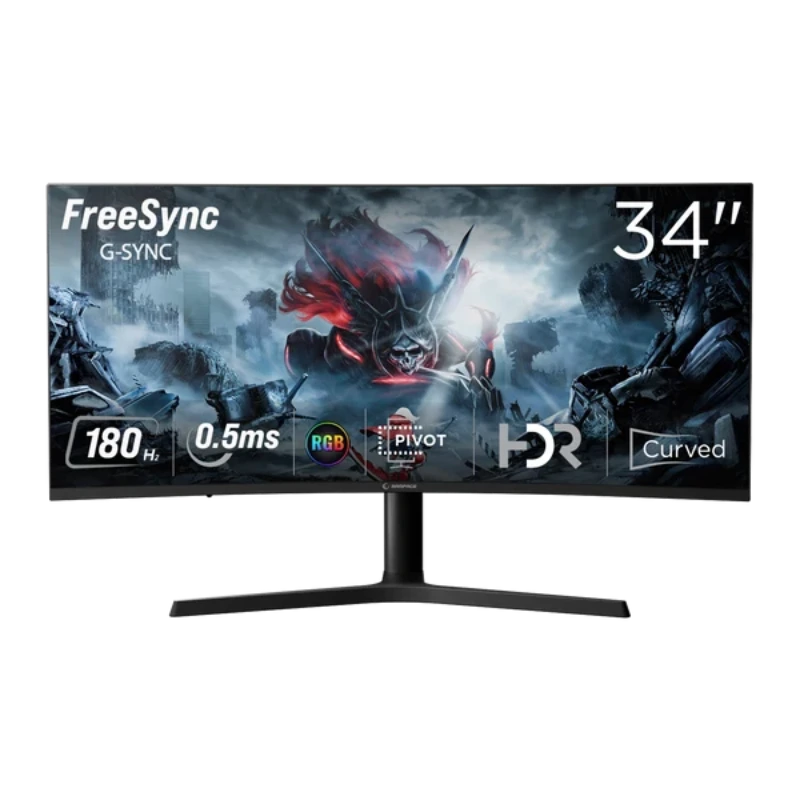 Rampage CYCLOPS CY34R180 34-Inch Curved Gaming Monitor 180Hz 0.5ms Fast VA HDR FreeSync RGB - Black