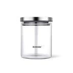 Borosil Classic Borosilicate Glass Storage Jar with Stainless Steel Lid, Microwave Oven & Freezer Safe Food Container
