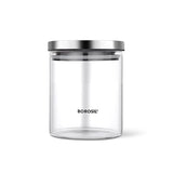 برطمان Borosil Classic لحفظ الطعام من زجاج البوروسيليكات مع غطاء من الستانلس ستيل، آمن للميكروويف والفرن والفريزر