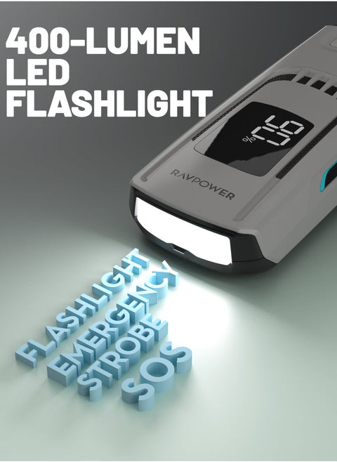 RAVPower RP-PB1227 24000mAh (88.8Wh) Jump Starter With Power Bank And LED Flashlight