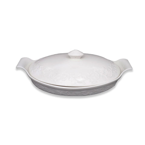 Porcelain Oval Plate With Cover - 13"