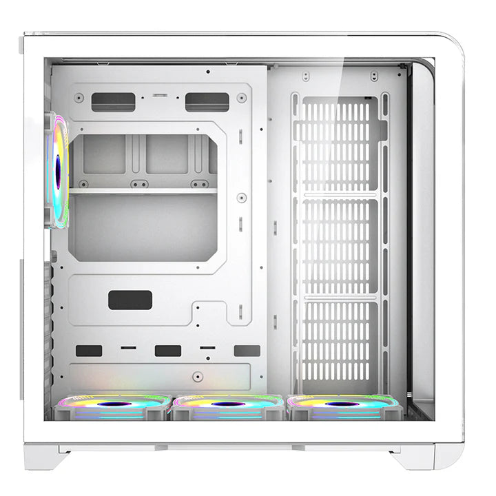 GAMEON Infinity Midnight Series ARGB Mid Tower Gaming Case - White (4 ARGB Fans Included)
