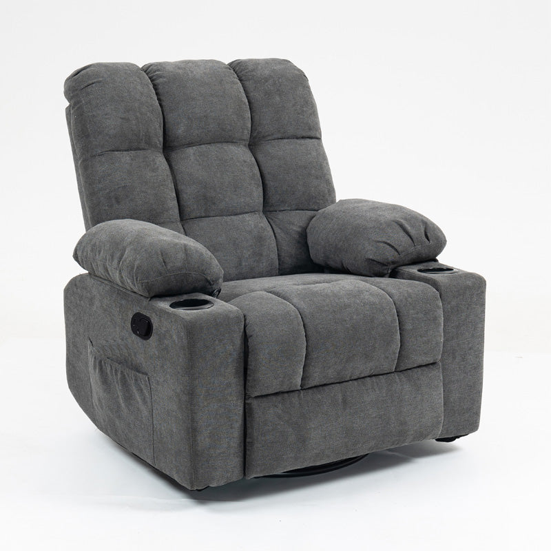 Black Bull Premium Sofa Swivel Rocker Recliner Fabric - Dark Grey