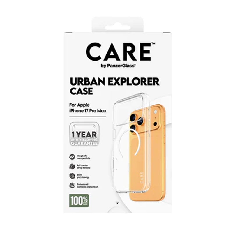 Care by PanzerGlass Flagship Case Transparent Urban Explorer w. White MagSafe iPhone 17, 17 Air, 17 Pro, 17 Pro Max