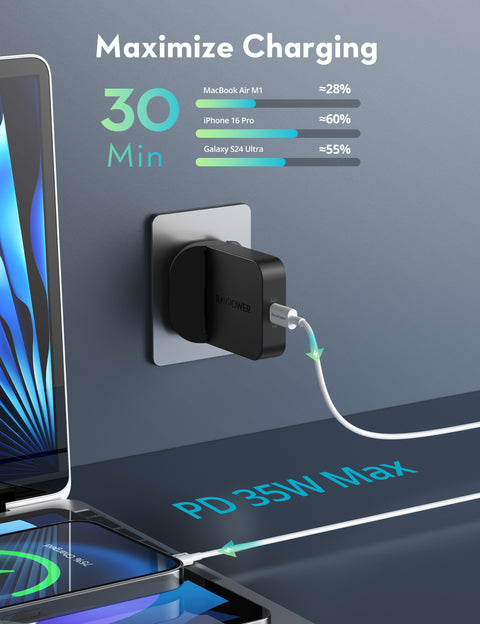 RAVPower RP-PC1082 PD Pioneer 35W USB-C Wall Charger - Black