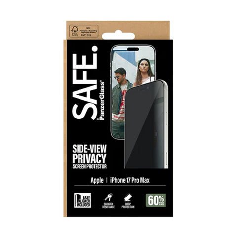 Safe. by PanzerGlass Privacy Screen Protector iPhone 17, 17 Air, 17 Pro, 17 Pro Max | Ultra-Wide Fit w. EasyAligner