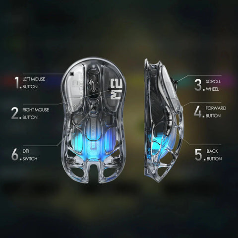 جرافاستار ماوس الألعاب اللاسلكي ميركوري أم 2 - أسود شفاف
