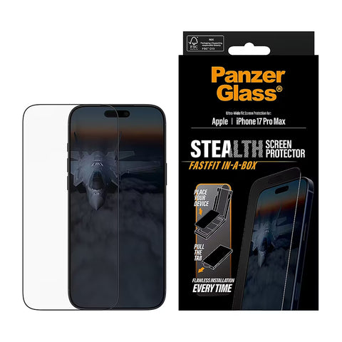 PanzerGlass Stealth Screen Protector iPhone 17, 17 Pro, 17 Air, 17 Pro Max | Ultra-Wide Fit w. Fastfit in-a-box