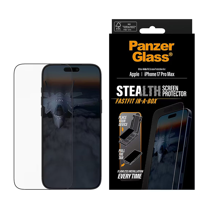 PanzerGlass Stealth Screen Protector iPhone 17, 17 Pro, 17 Air, 17 Pro Max | Ultra-Wide Fit w. Fastfit in-a-box