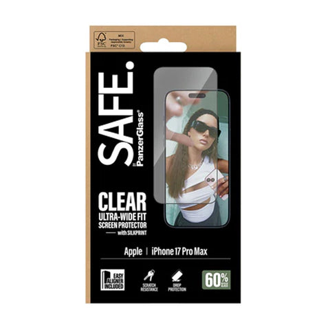 Safe by PanzerGlass Screen Protector iPhone 17, 17 Air, 17 Pro, 17 Pro Max | Ultra- Wide Fit w. EasyAligner - SILKPRINT