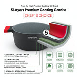 Daewoo X Series 9-Piece Granite Cooking Set - Black/Red
