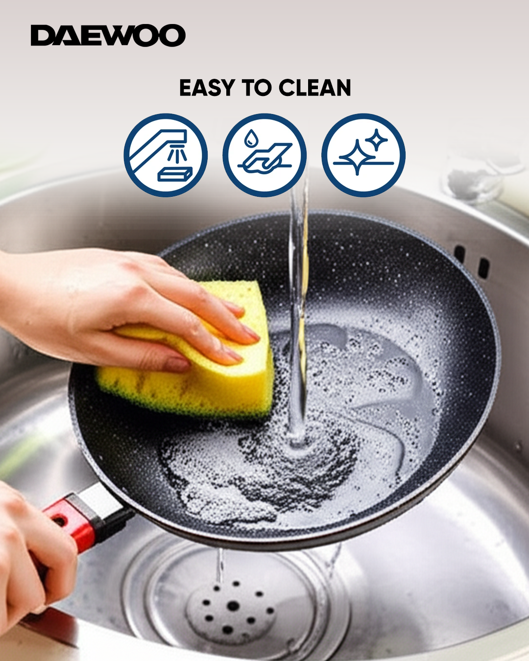 Daewoo Granite Pan 28 cm - Red / Black