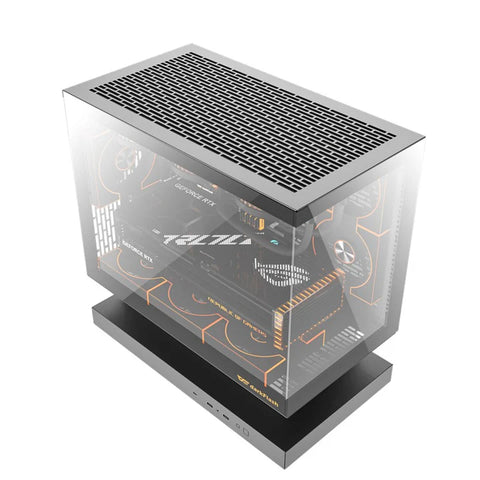 DarkFlash FLOATRON F1 Micro ATX Gaming Case - Black (Fans Not Included)