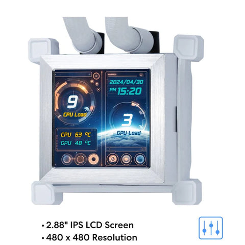 LIAN LI, Hydro-Shift LCD AIO 360mm Liquid CPU Cooler with 2.88" IPS LCD Screen - White
